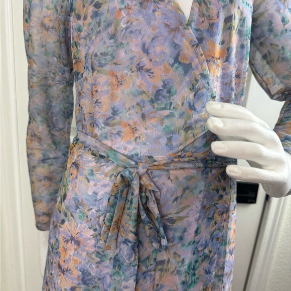 Laundry by Shelli Segal Long Sleeve Floral Mesh Wrap Dress Size 4. D20 - Picture 7 of 17
